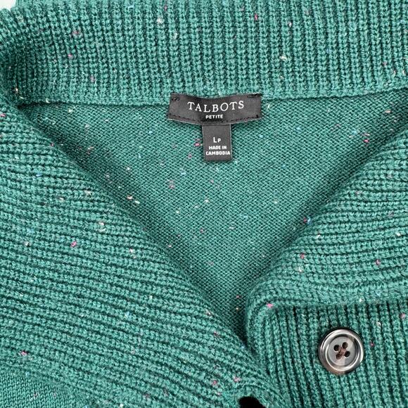 Talbots Supersoft Johnny Collar Sweater Dress Forest Green Petite Large Holiday - Picture 12 of 14